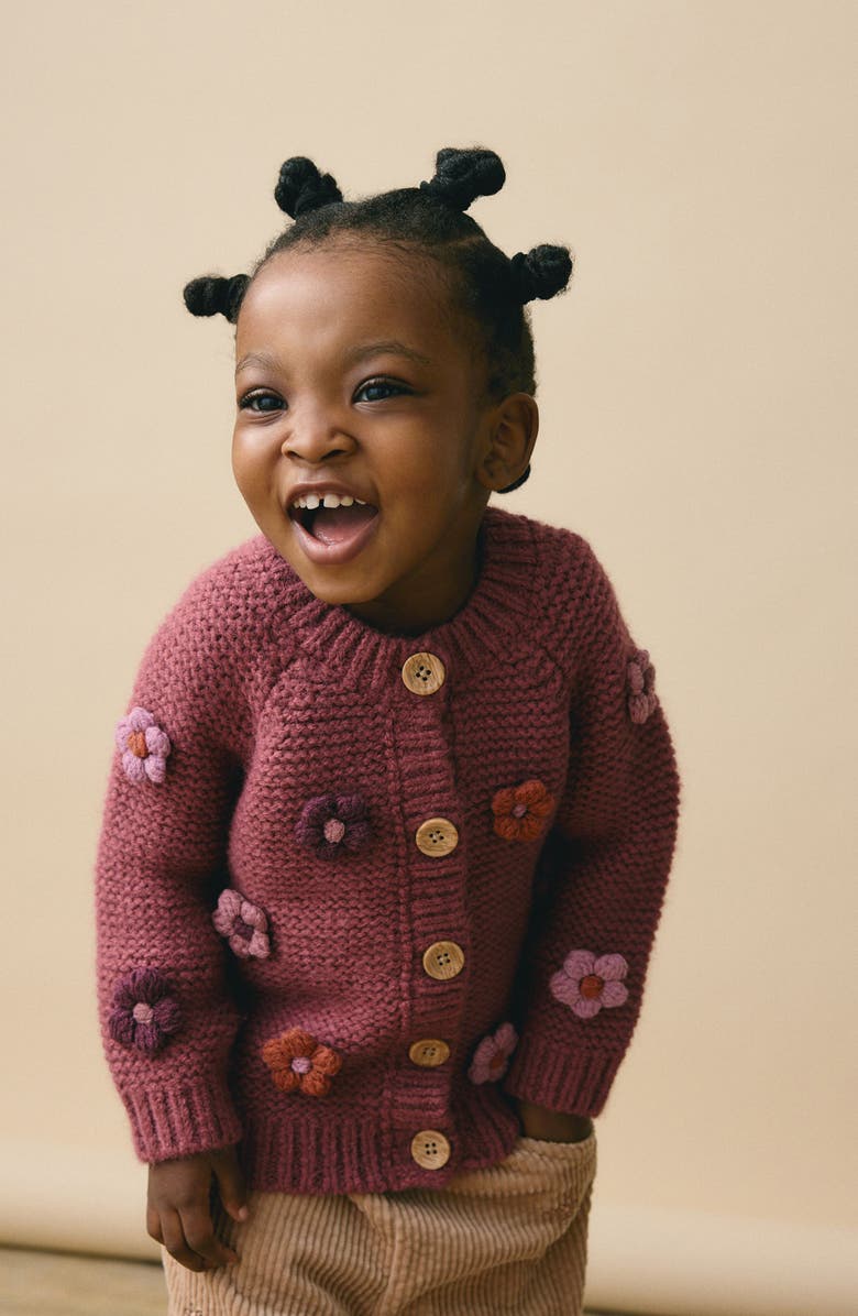 NEXT Kids' 3D Flower Embellished Cardigan, Alternate, color, Pink