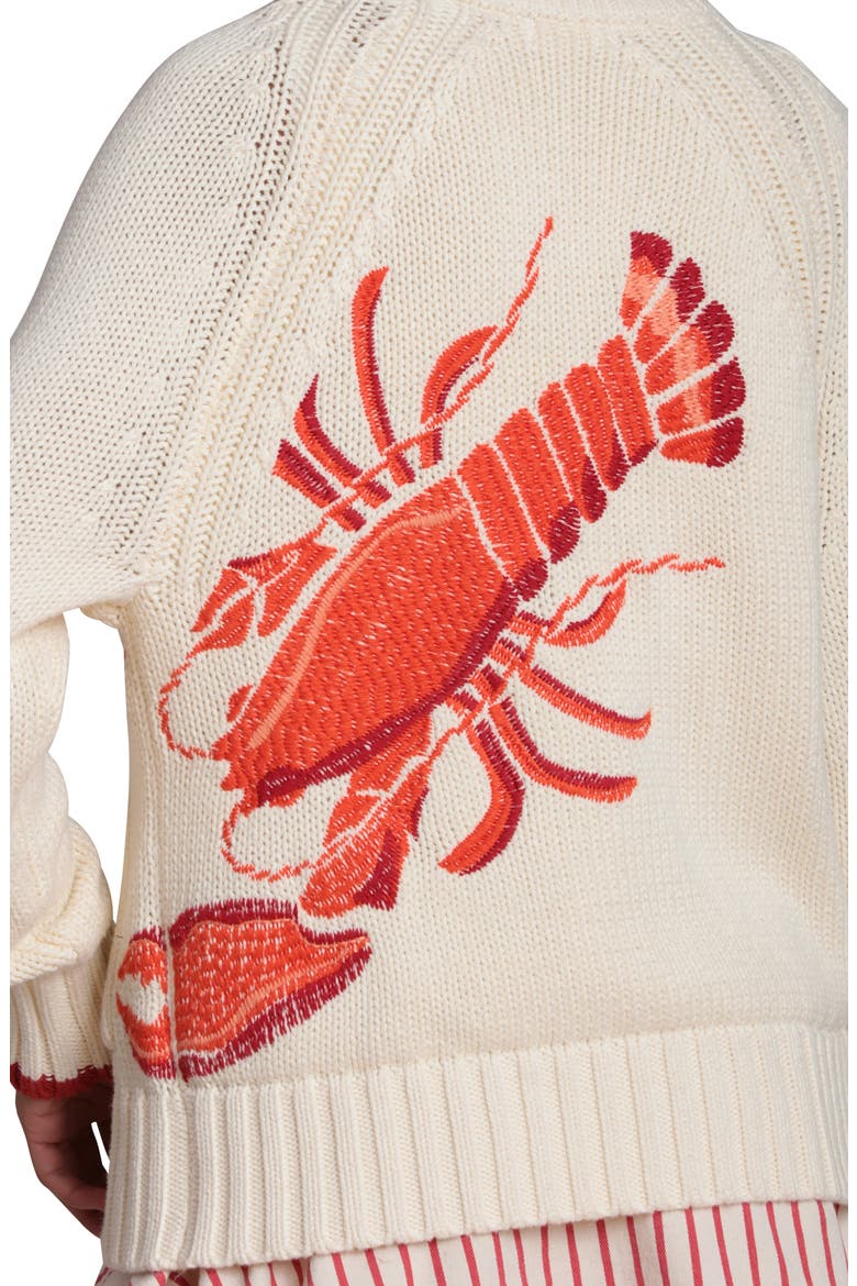 Intarsia Lobster Cardigan, Alternate, color, IVORY MULTI