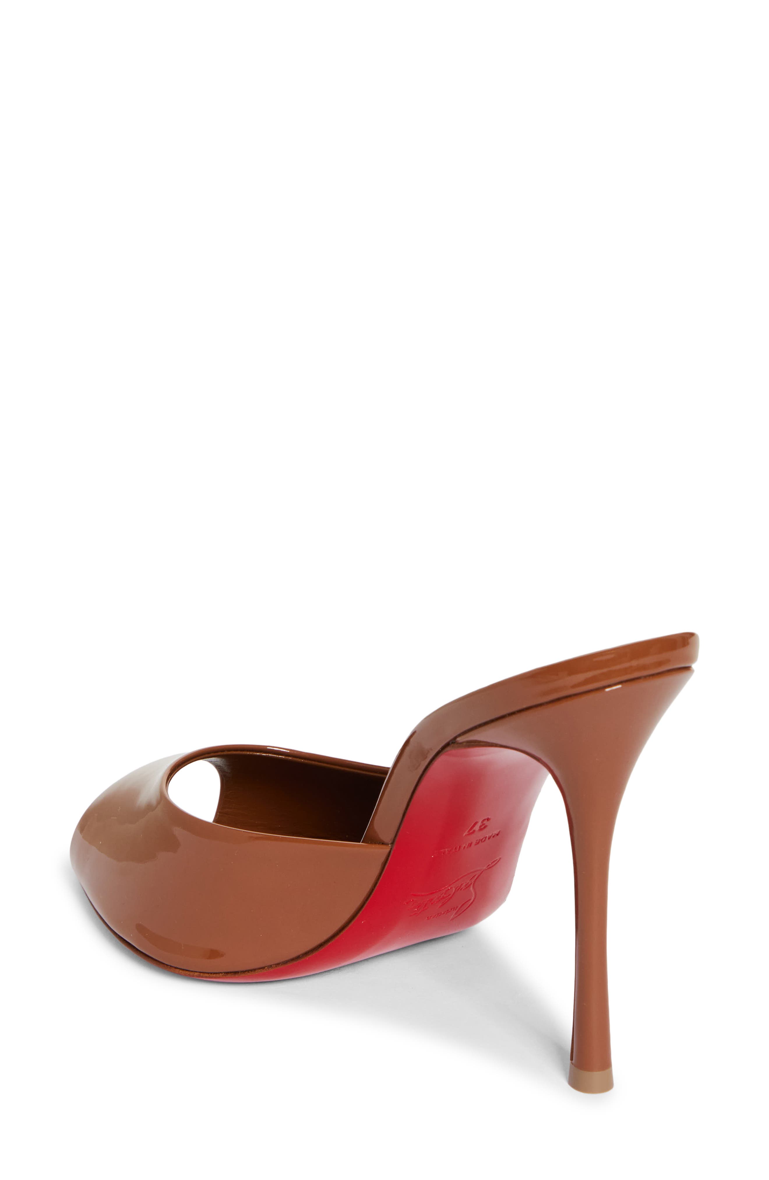 Christian Louboutin Me Dolly Peep Toe Slide Sandal, Alternate, color, Brown