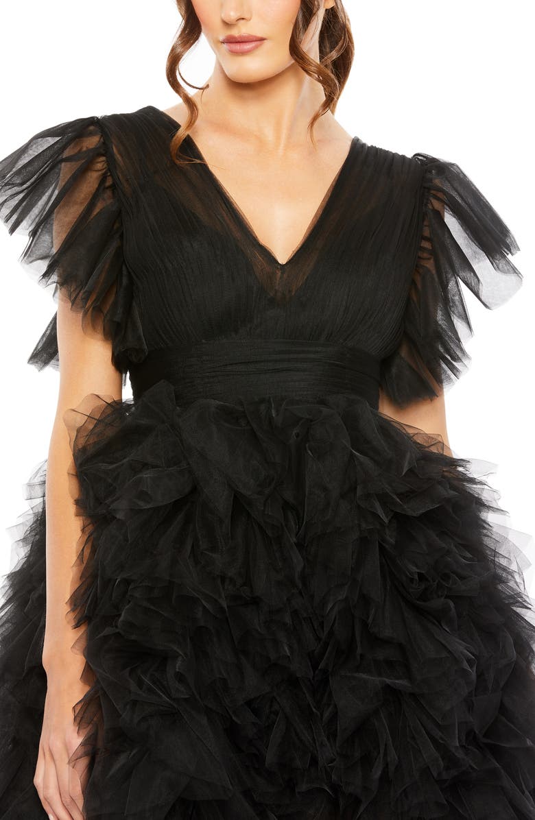 Mac Duggal Flutter Sleeve Tiered Gauze Dress, Alternate, color, 