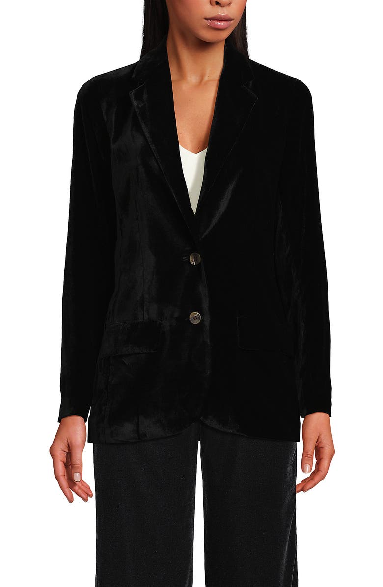 Lands' End Drapey Velvet Blazer, Alternate, color, 