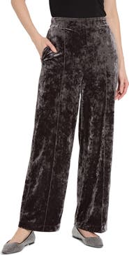 Lyssé Crushed Velvet Wide Leg Pants - Grey Ash