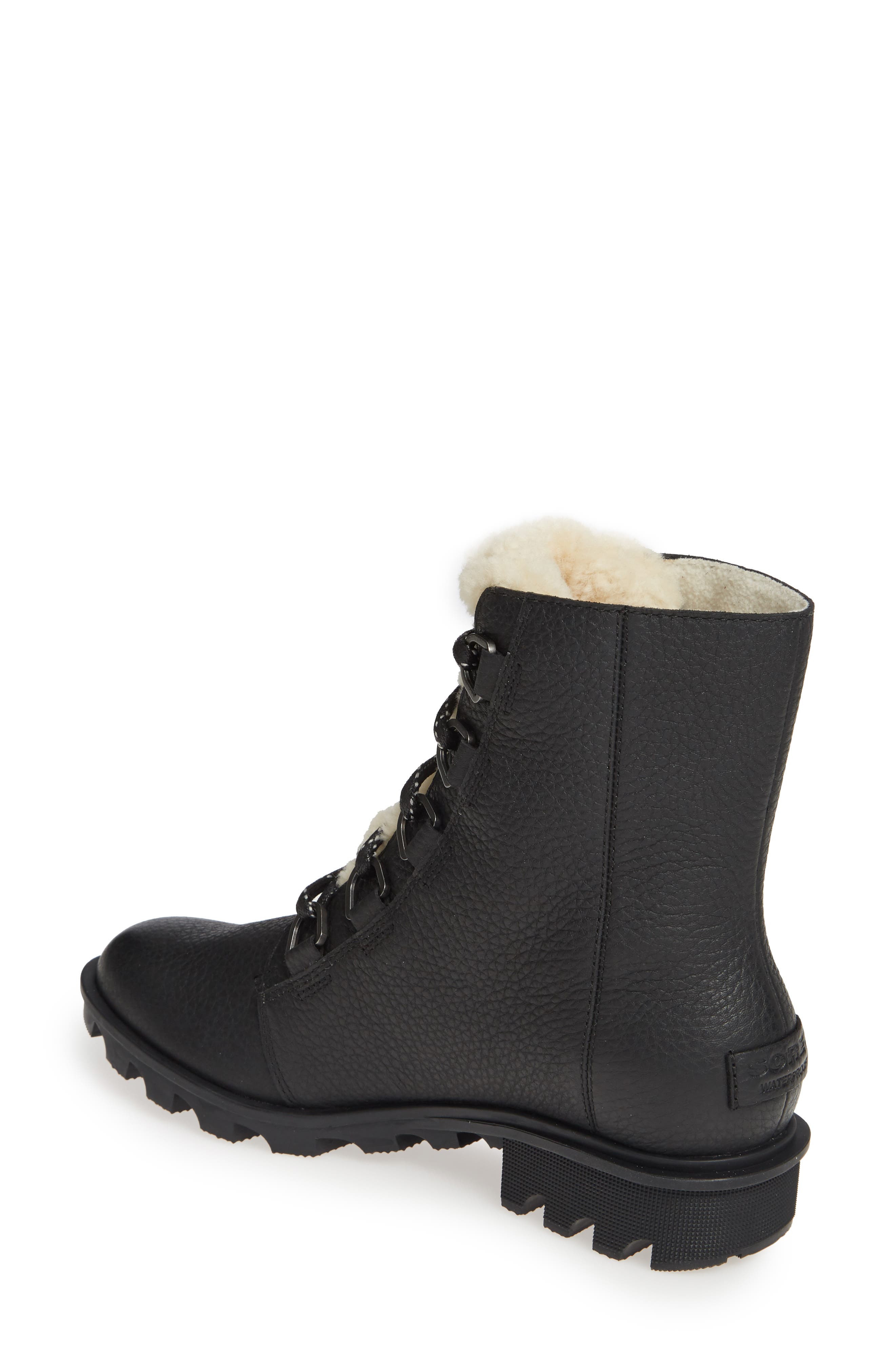 Phoenix Genuine Shearling Waterproof Bootie, Alternate, color, BLACK LEATHER