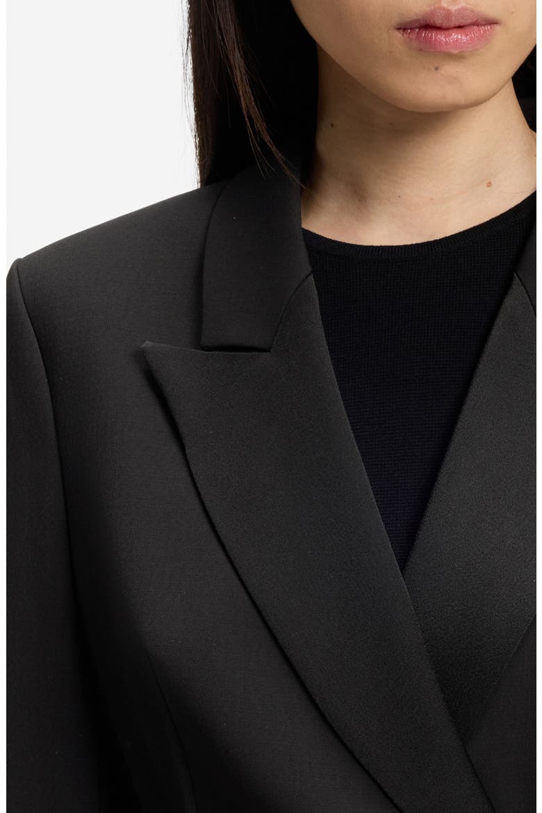 Jegania Concealed Closure Longline Slim Fit Crepe Blazer, Alternate, color, BLACK