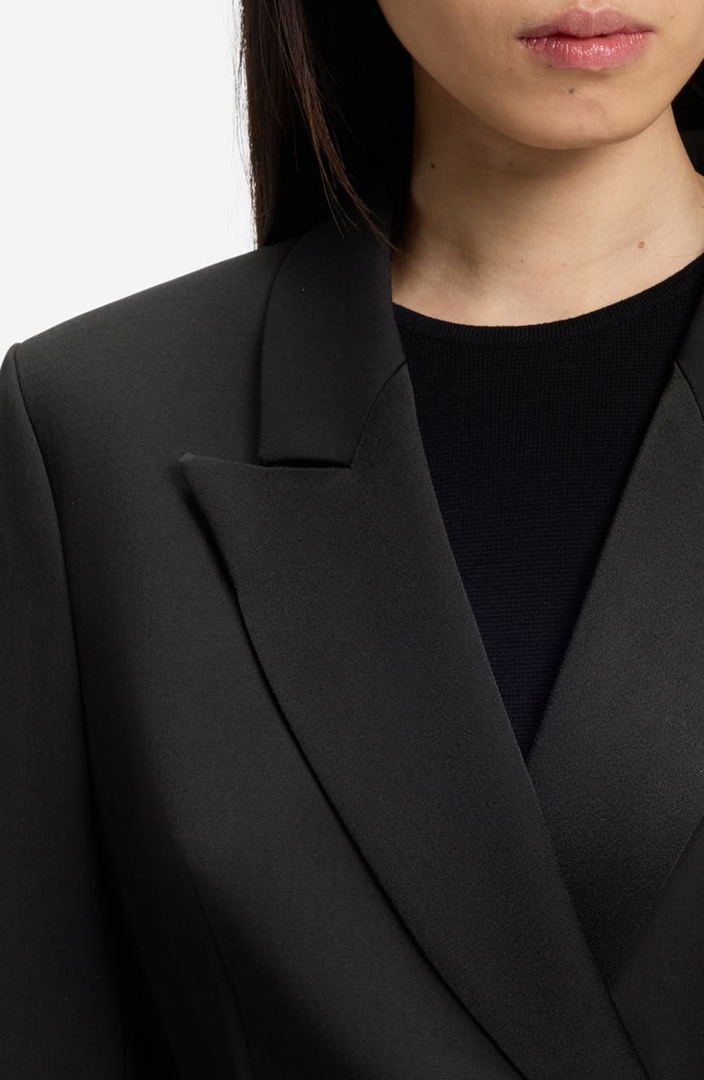 BOSS Jegania Concealed Closure Longline Slim Fit Crepe Blazer, Alternate, color, Black