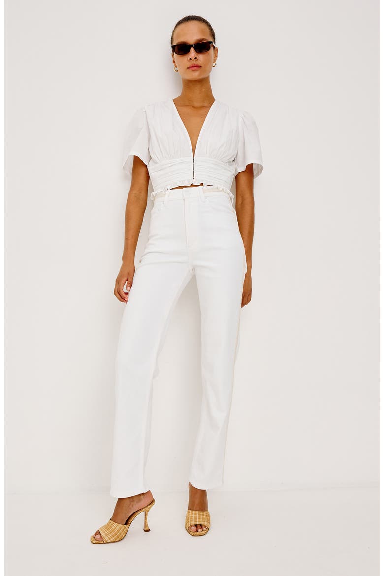 Topanga Embroidered Detail High Waist Jeans, Alternate, color, SALT WHITE BRAIDED