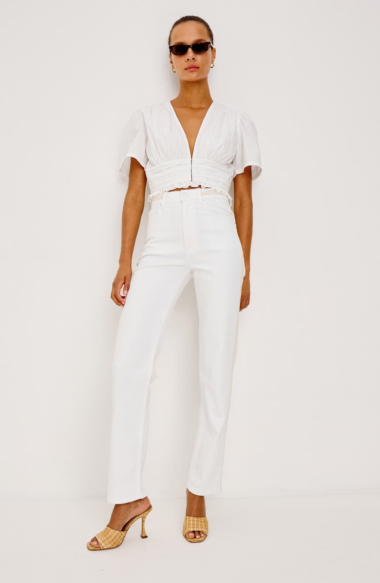 Rails Topanga Embroidered Detail High Waist Jeans, Alternate, color, Salt White Braided