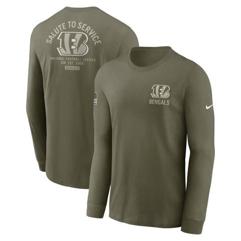 Men's Nike Olive Cincinnati Bengals 2025 Salute to Service Sideline Long Sleeve T-Shirt