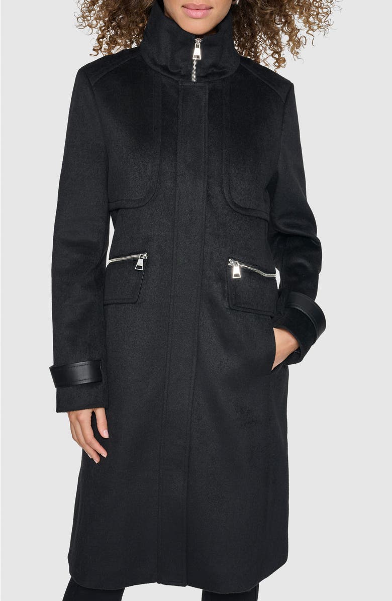 KARL LAGERFELD PARIS Wool Blend Coat, Main, color, 