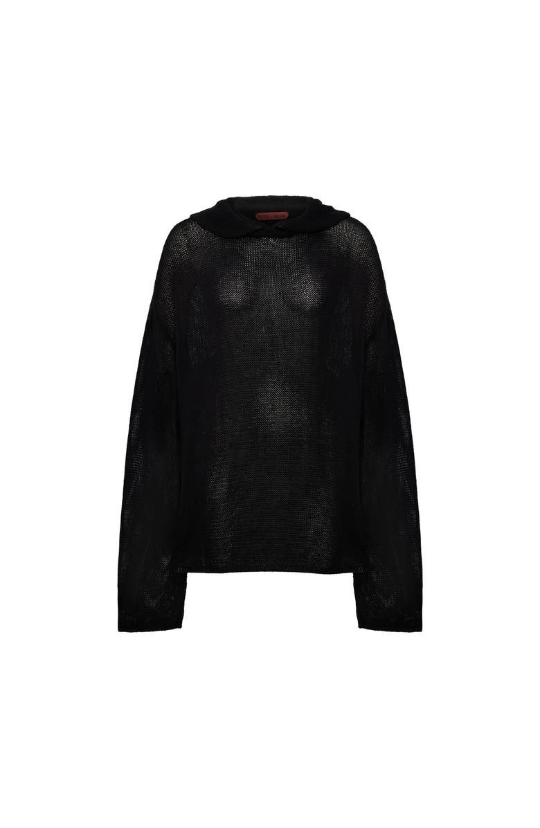 PCFG Cotton Blend Knitted Hoodie With Woven Patch, Main, color, Black