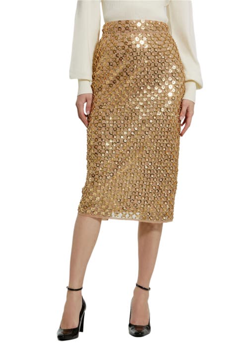Women's Georgette Embellished Fitted Midi Pencil Skirt