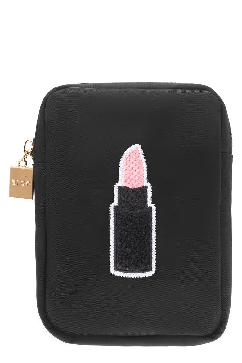 Mini Lipstick Cosmetics Bag, Main, color, BLACK