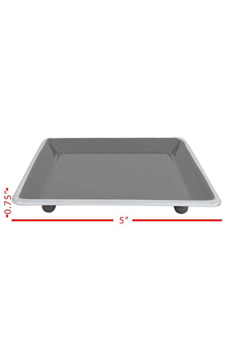 Square Shaped Trinket Tray Gray Metal, Alternate, color, Gray