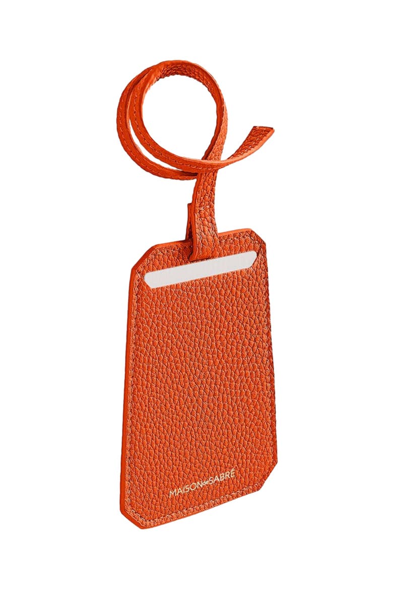 Leather Luggage Tag, Alternate, color, Manhattan Orange