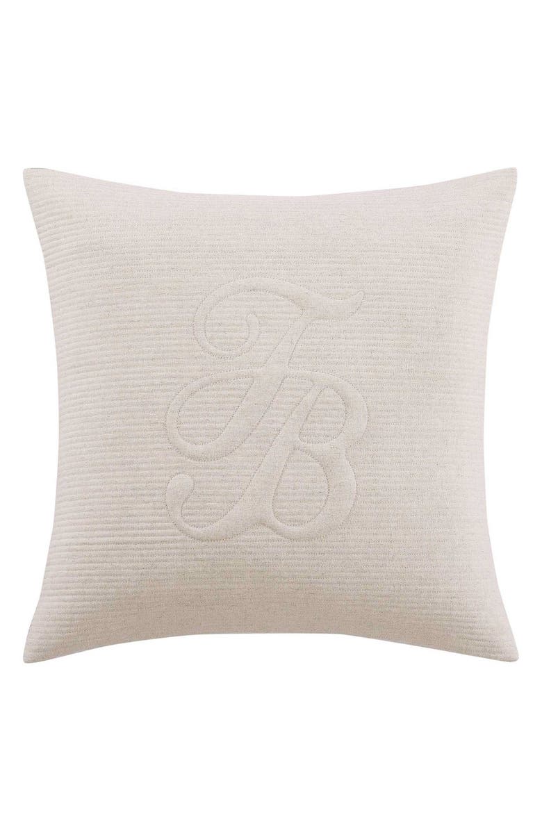 Tommy Bahama Island Estate Quilted Logo Linen Blend Accent Pillow, Main, color, Natural