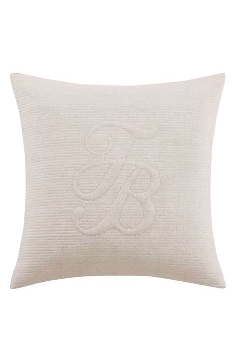 Island Estate Quilted Logo Linen Blend Accent Pillow