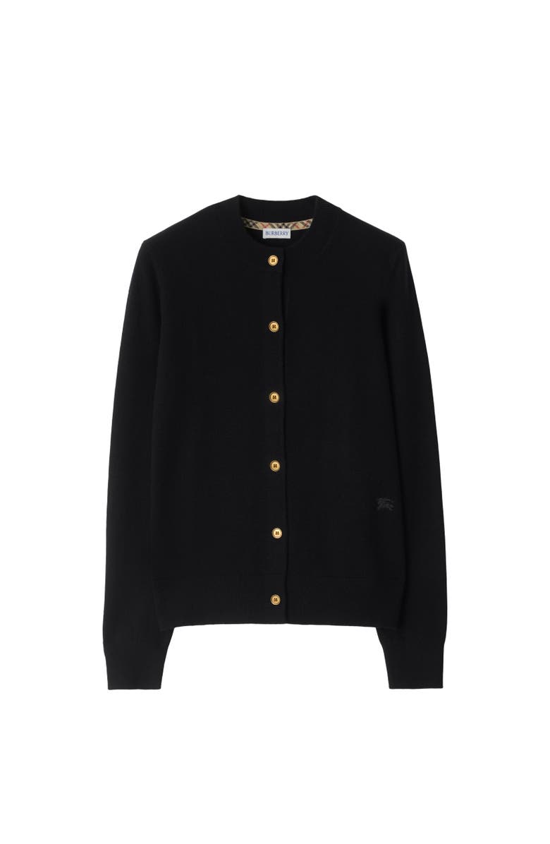 Burberry Cashmere Blend Cardigan, Alternate, color, Black