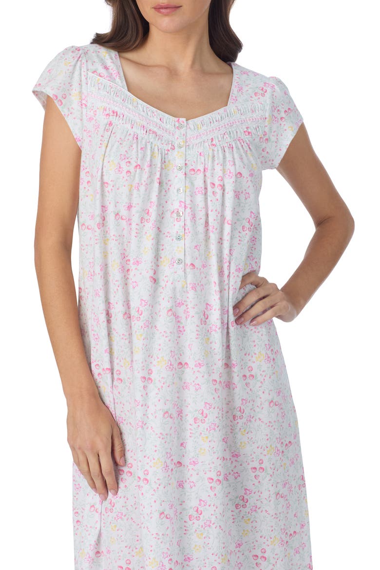 Cap Sleeve Cotton Jersey Nightgown, Alternate, color, WHITE MULTI
