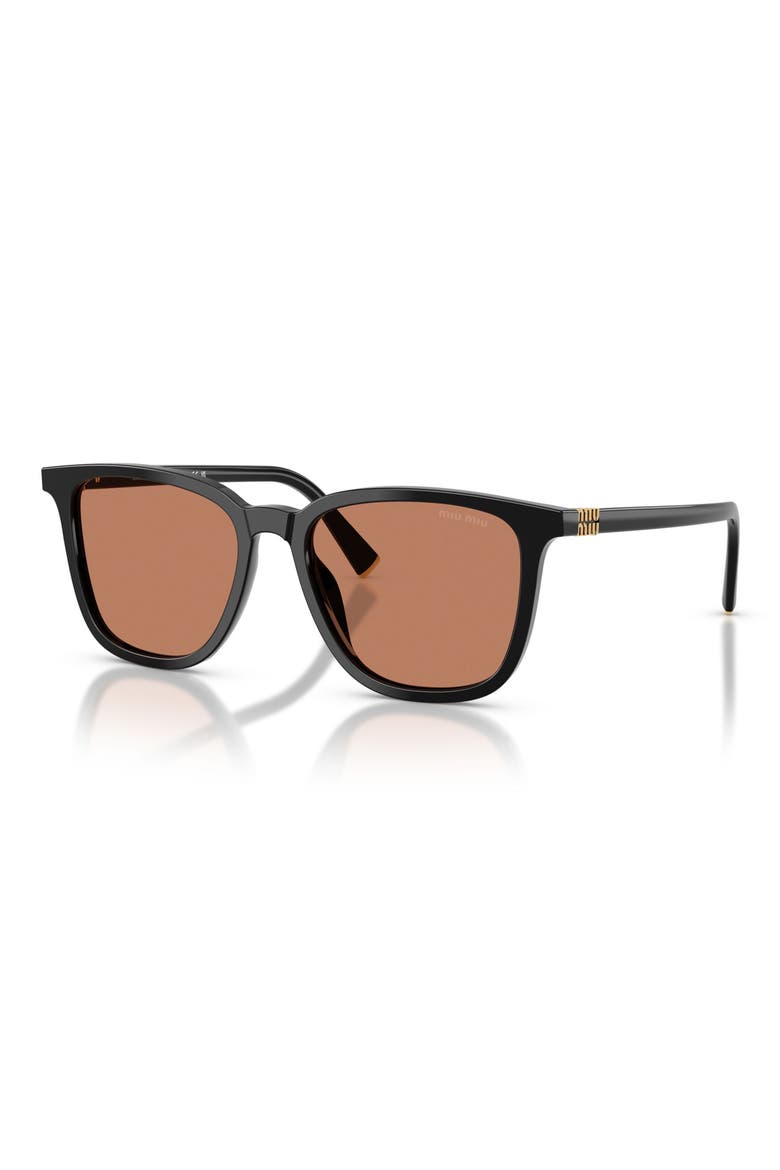 53mm Square Sunglasses, Alternate, color, BLACK / BROWN