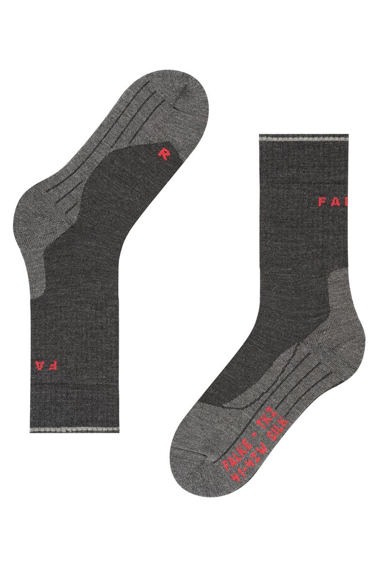 TK2 Explore Wool Silk Hiking Socks, Alternate, color, Anthracite Melange