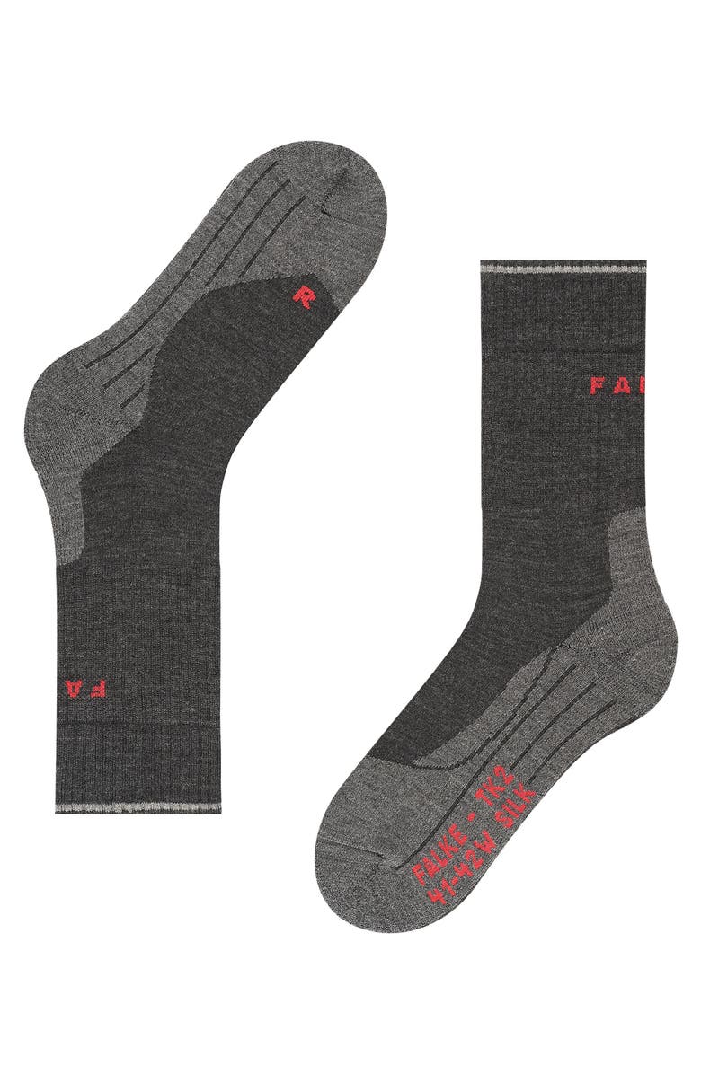 Falke TK2 Explore Wool Silk Hiking Socks, Alternate, color, Anthracite Melange