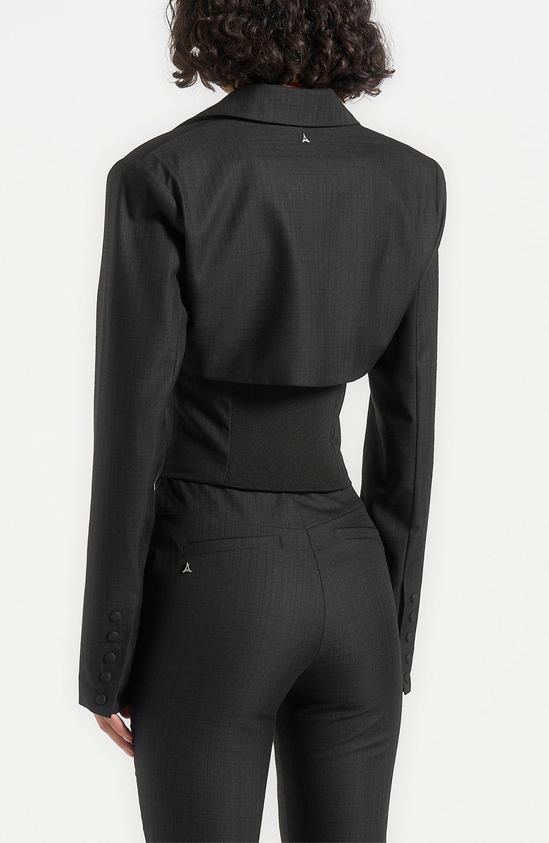 Manière De Voir Lise Cropped Tailored Blazer & Button Detail Bandeau, Alternate, color, Black