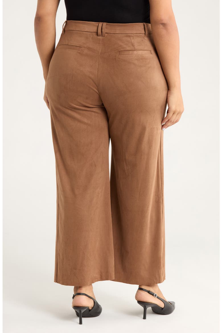 Vionette Faux Suede Wide Leg Pants, Alternate, color, LUX CAMEL