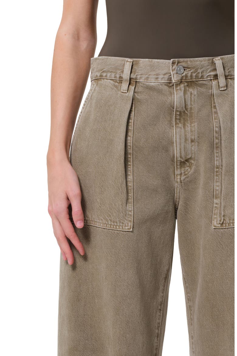 Sefton Pleated High Waist Barrel Jeans, Alternate, color, CHOLLA