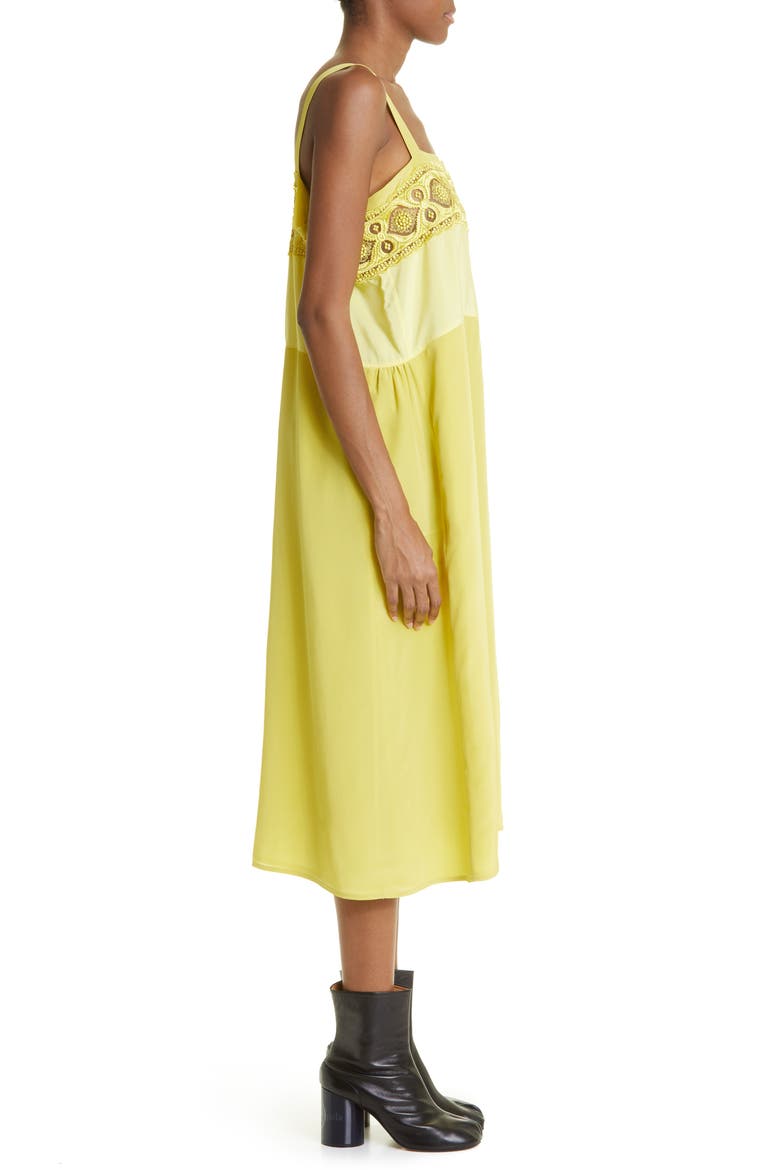 Lace Trim Midi Dress, Alternate, color, LEMON