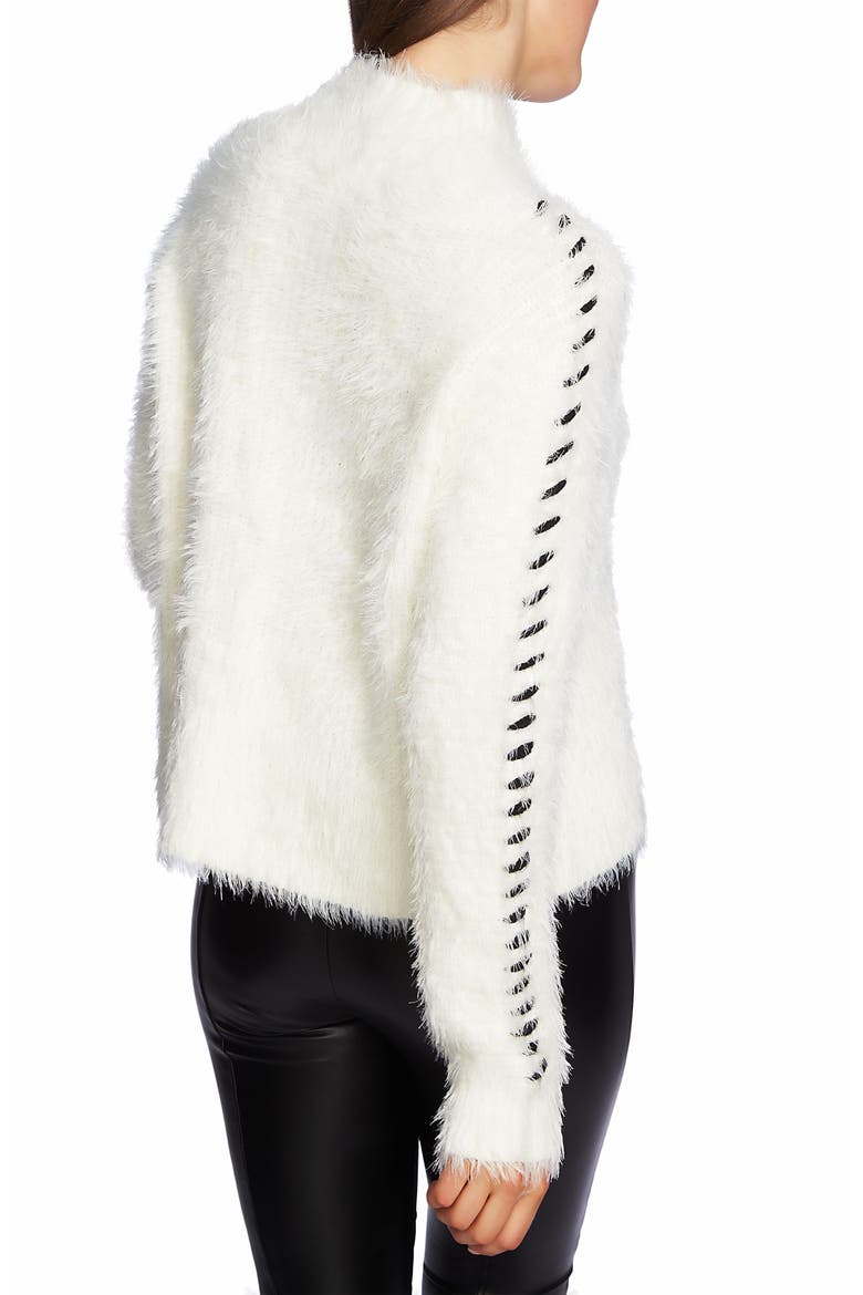 Eyelash Fringe Mock Neck Sweater, Alternate, color, ANTIQ. WHITE