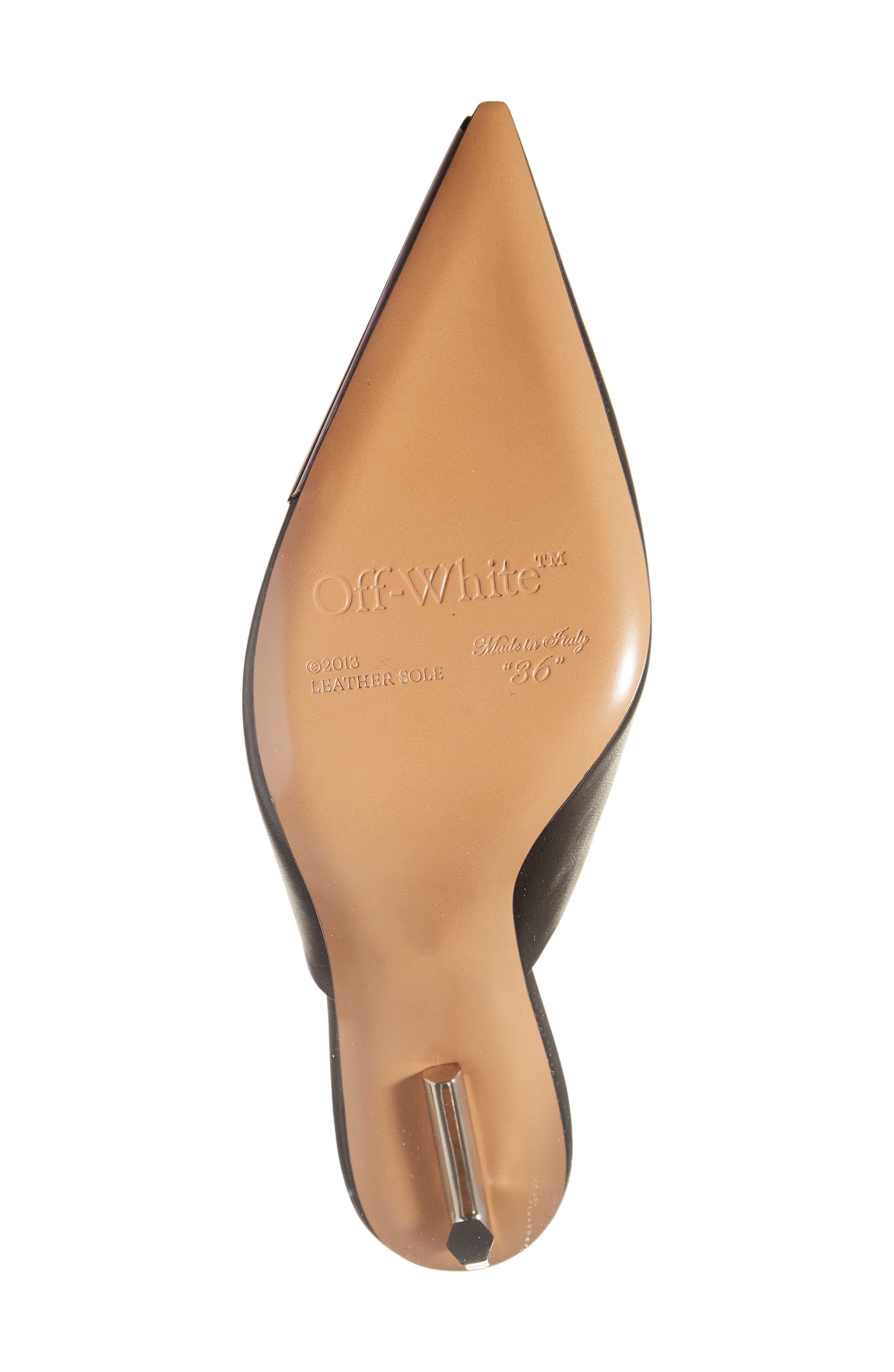 Off-White Allen Heel Pointed Toe Mule, Alternate, color, Black/ Silver