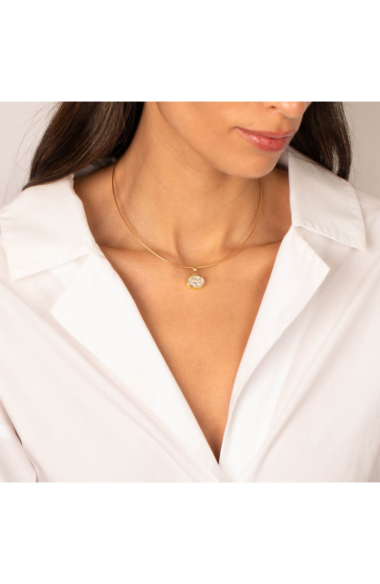 BY ADINA EDEN CZ Oval Bezel Charm Omega Chain Necklace, Alternate, color, Gold