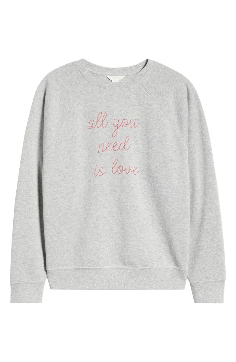 Caslon<sup>®</sup> All You Need is Love Embroidered Sweatshirt, Alternate, color, Grey Red All You Need Is Love