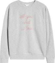 Caslon® All You Need is Love Embroidered Sweatshirt