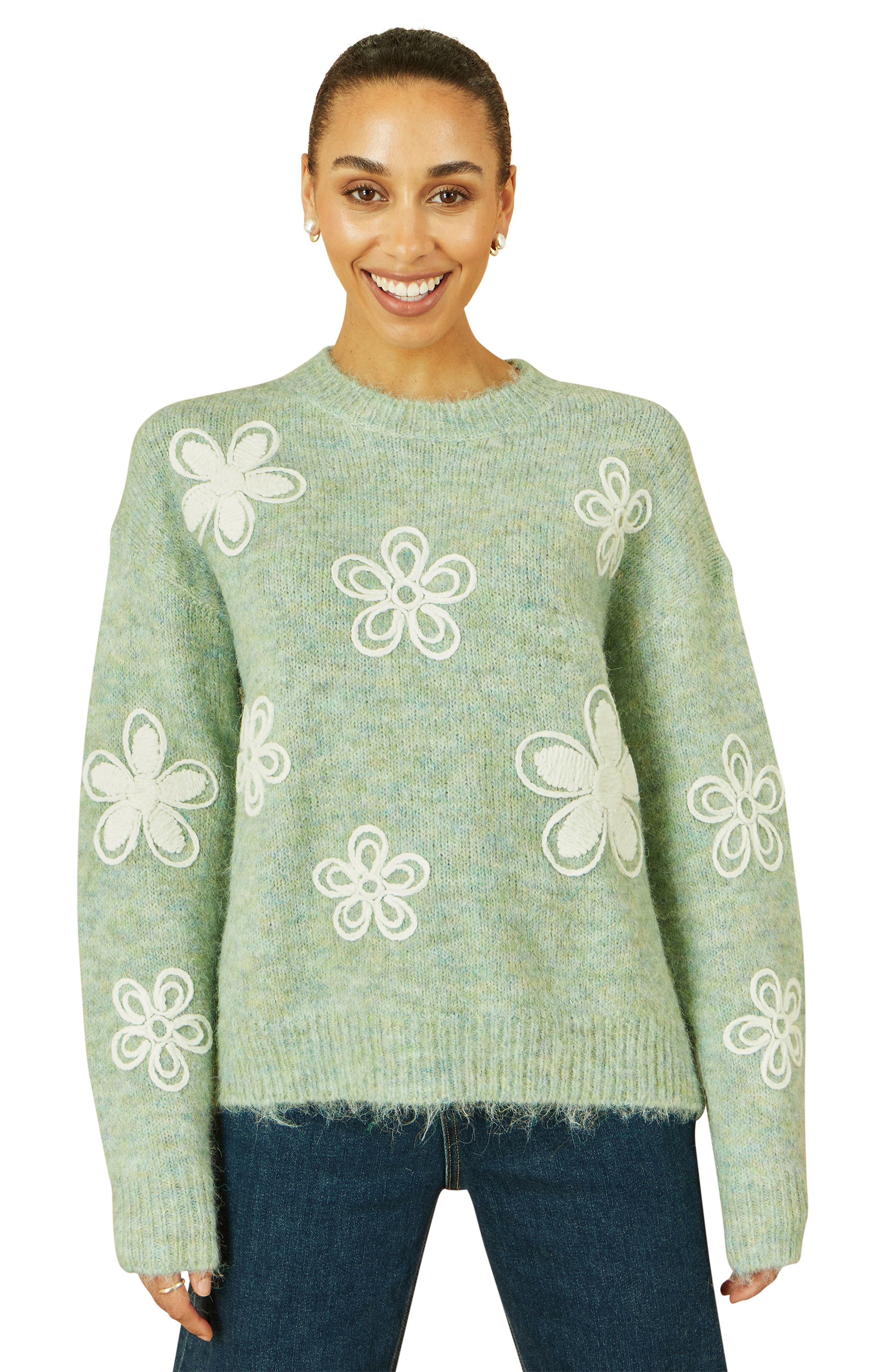 Crochet Flower Knit Sweater - image 4