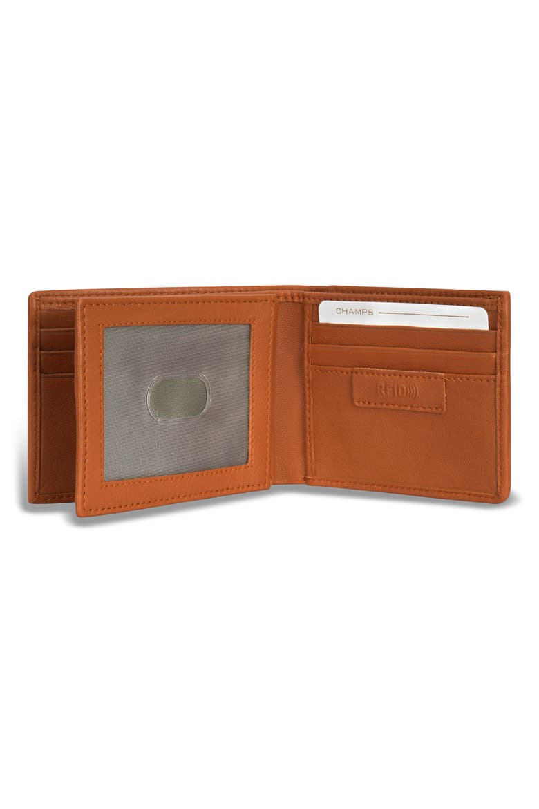 Denim Center Wing Bifold Wallet, Alternate, color, TAN/BLUE