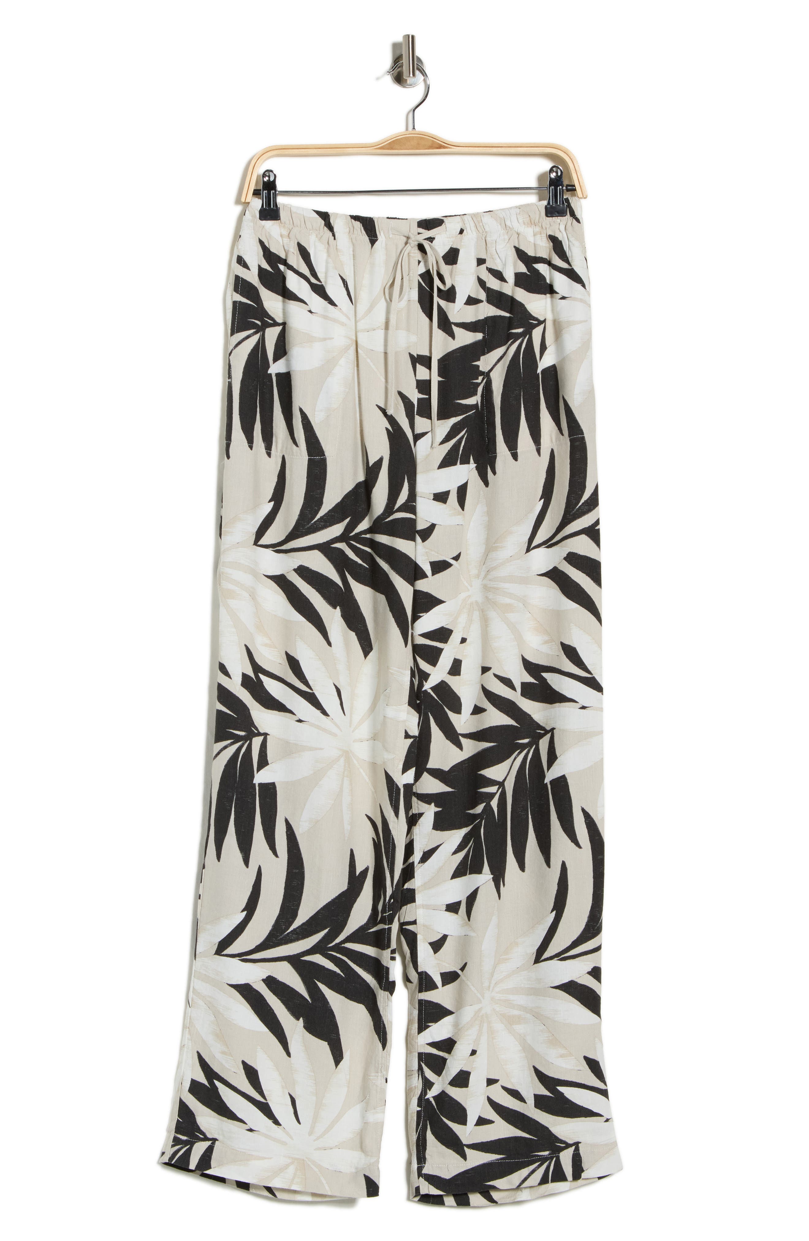 Joie Palm Print Linen Blend Wide Leg Pants