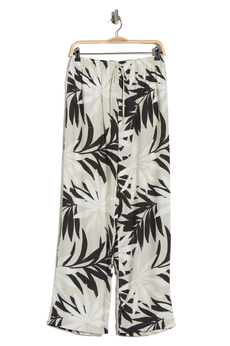 Palm Print Linen Blend Wide Leg Pants, Alternate, color, FLOATING PALM LEAVES PRINT