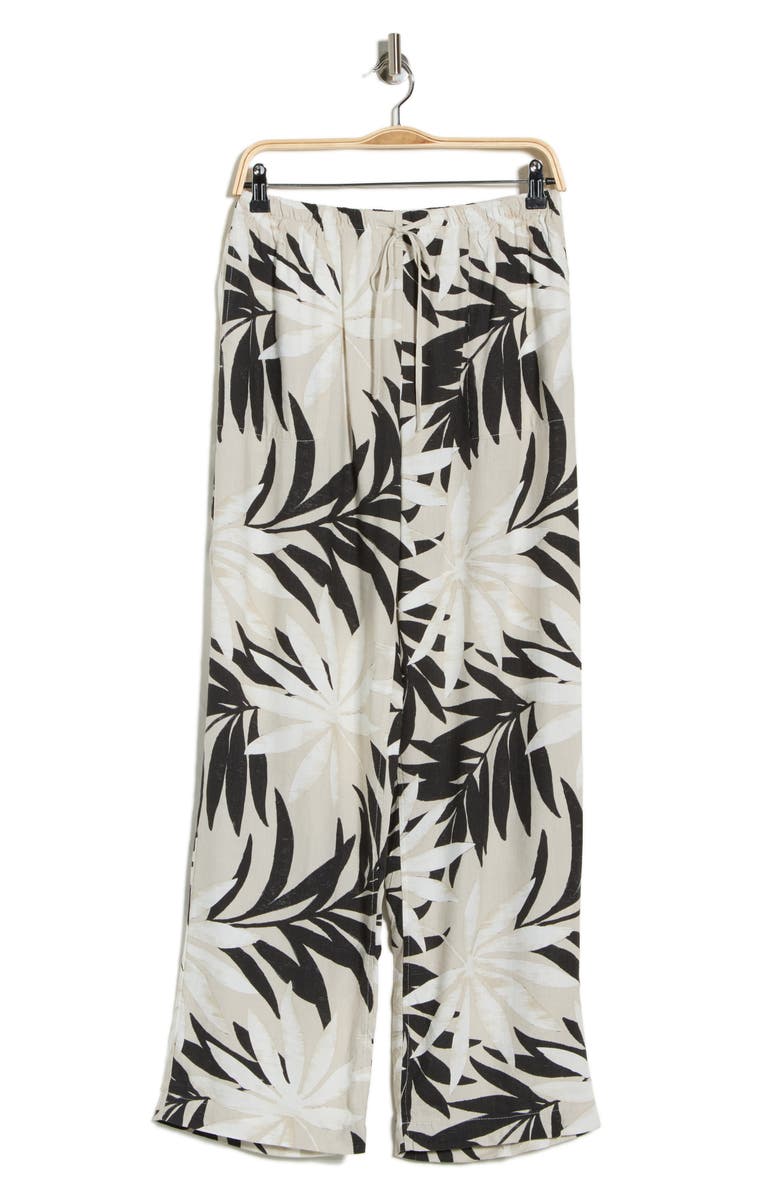 Joie Palm Print Linen Blend Wide Leg Pants, Main, color, Floating Palm Leaves Print