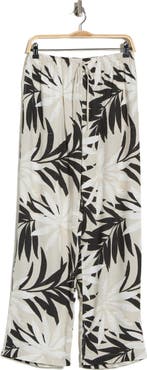 Joie Palm Print Linen Blend Wide Leg Pants