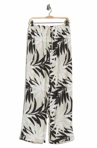 Joie Palm Print Linen Blend Wide Leg Pants