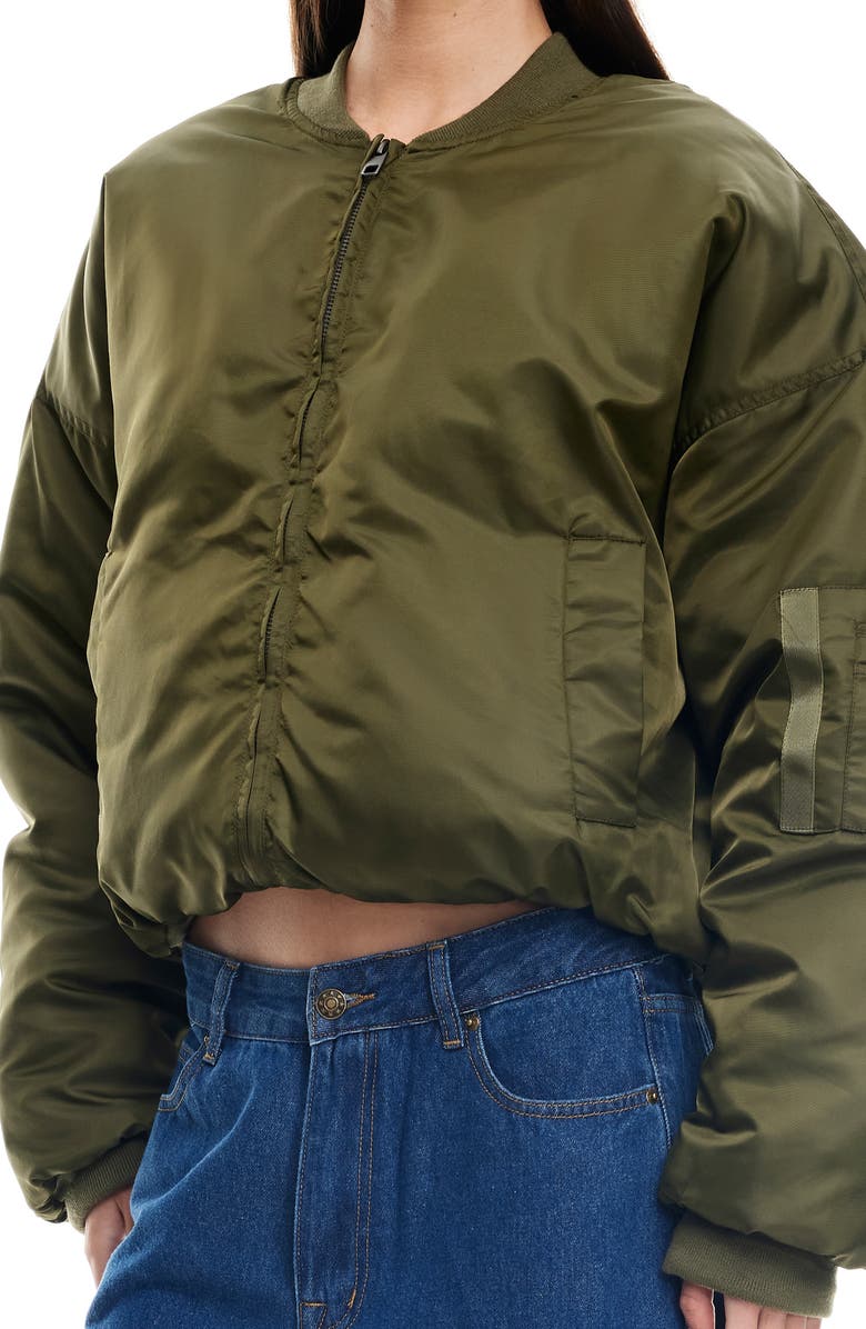 LIONESS Essential Crop Bomber Jacket, Alternate, color, Mineral