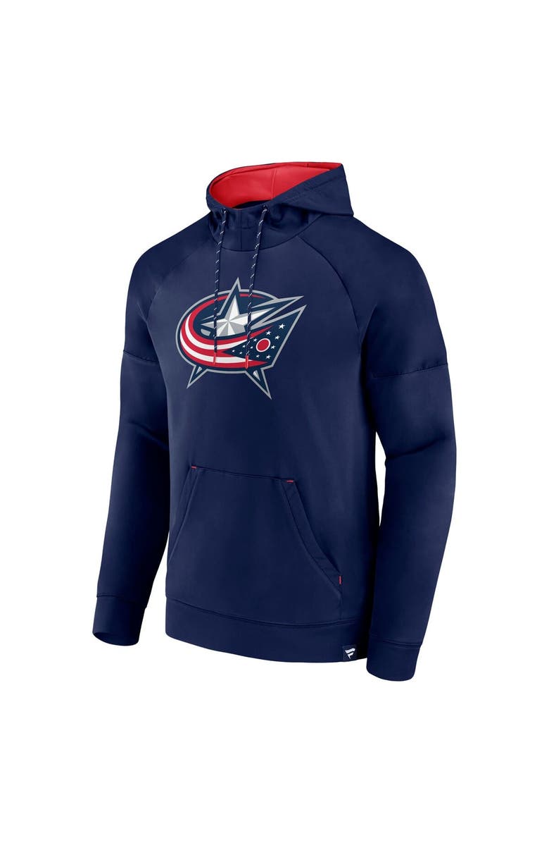 FANATICS Men's Fanatics Navy Columbus Blue Jackets Iconic Defender Raglan Pullover Hoodie, Alternate, color, Navy