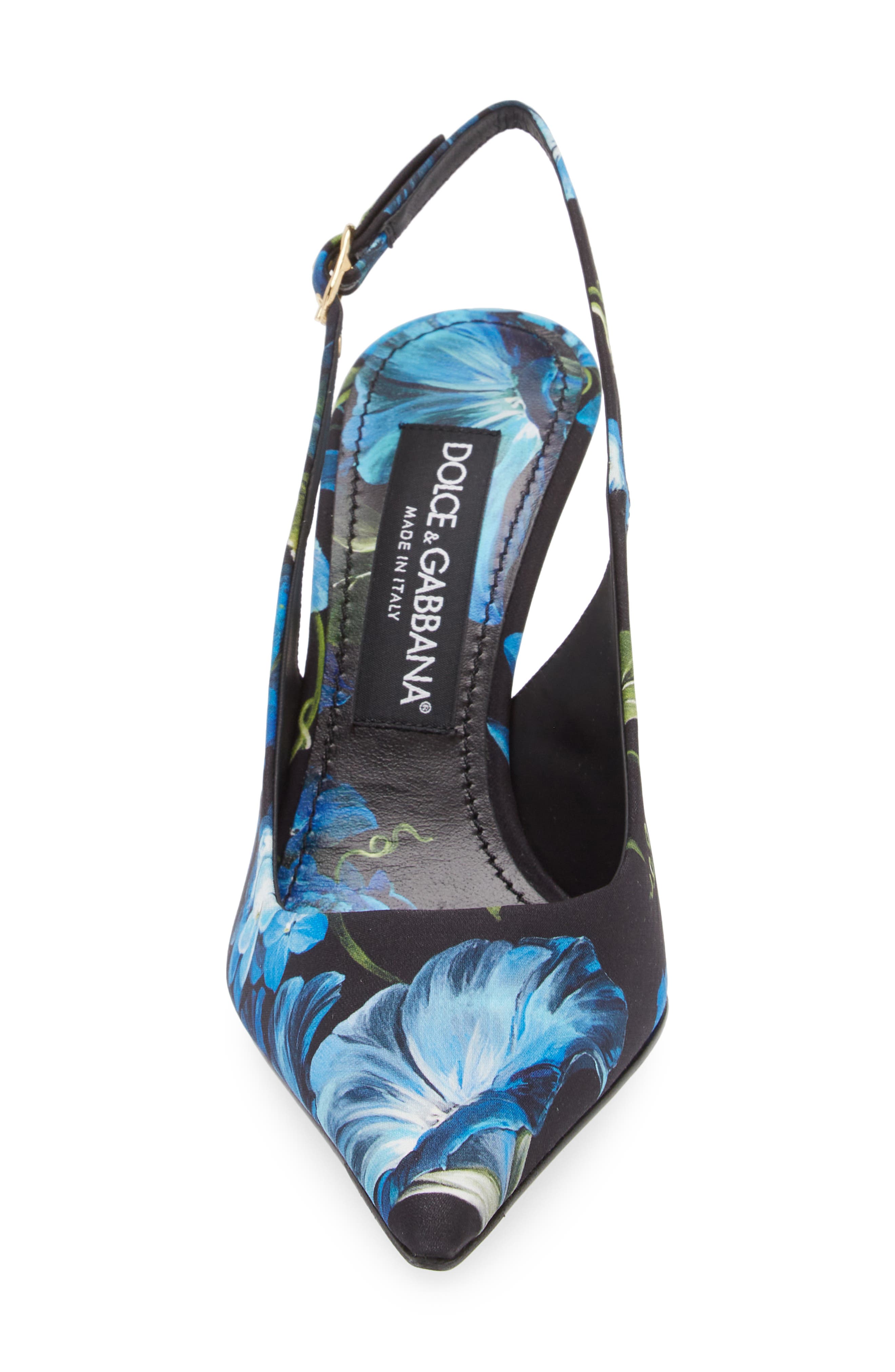 Dolce&Gabbana Lollo Floral Slingback Pump, Alternate, color, Black/ Blue