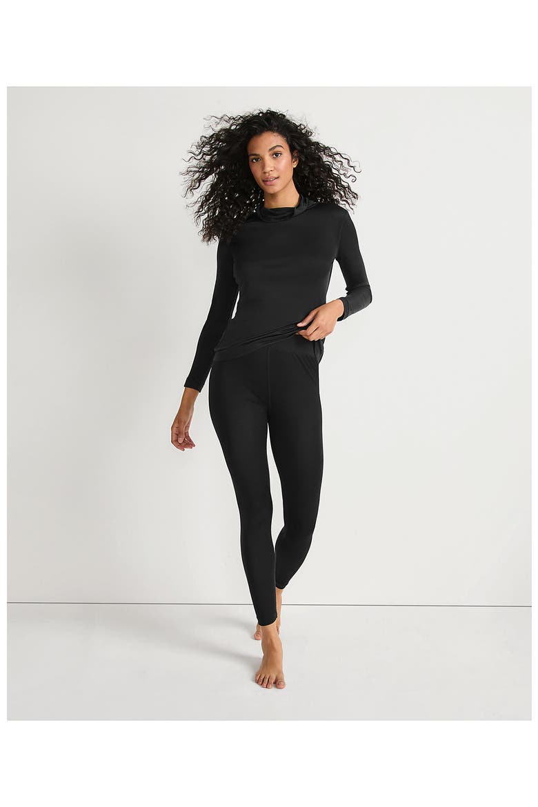 Silk Interlock Long Underwear Leggings Pants, Alternate, color, Black