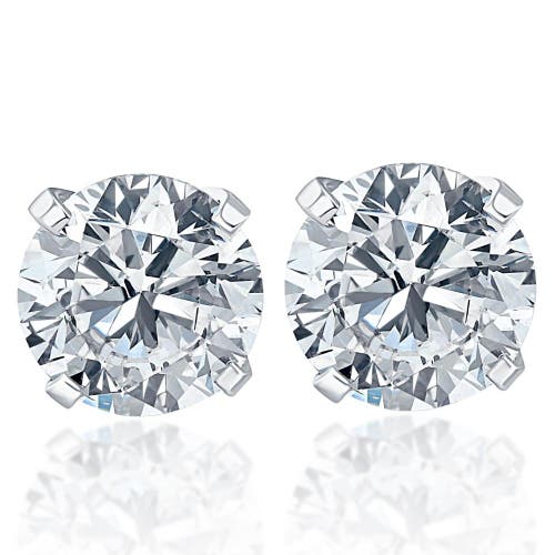 Bliss Diamond 2.00ct Round Brilliant Cut Natural Diamond Stud Earrings 14k Gold Classic Setting In White Gold
