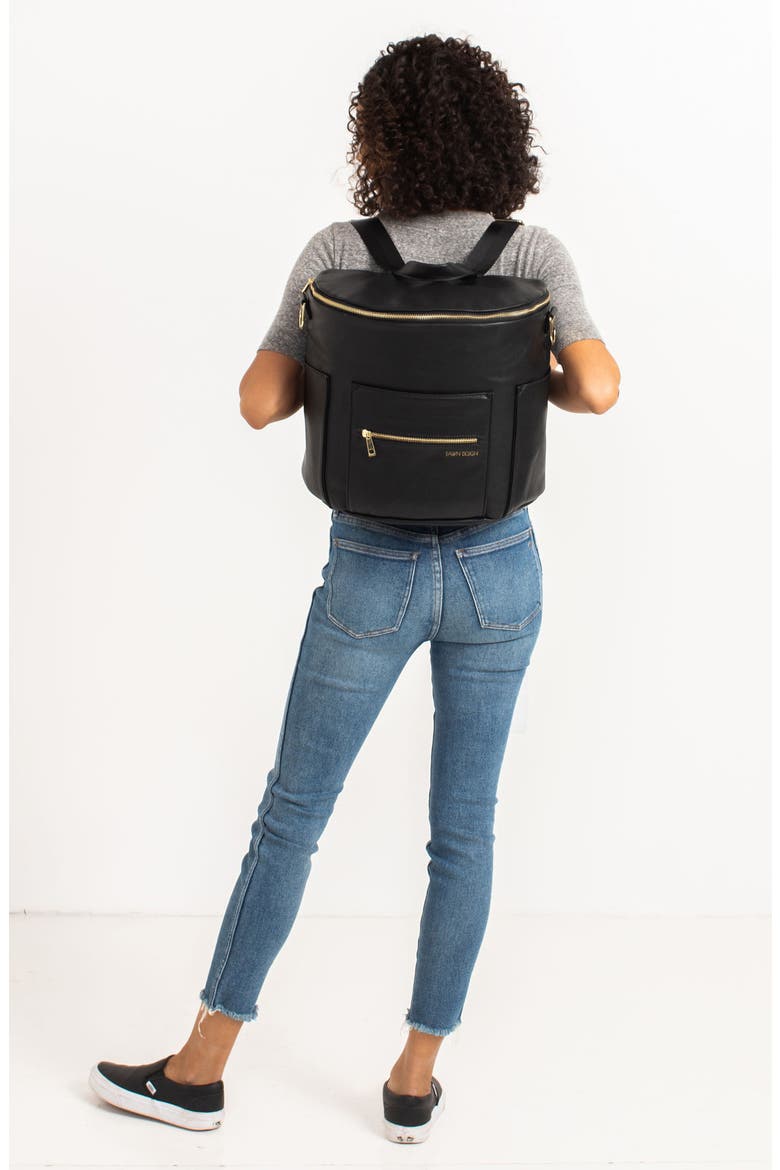 The Original Convertible Water Resistant Faux Leather Diaper Bag, Alternate, color, BLACK