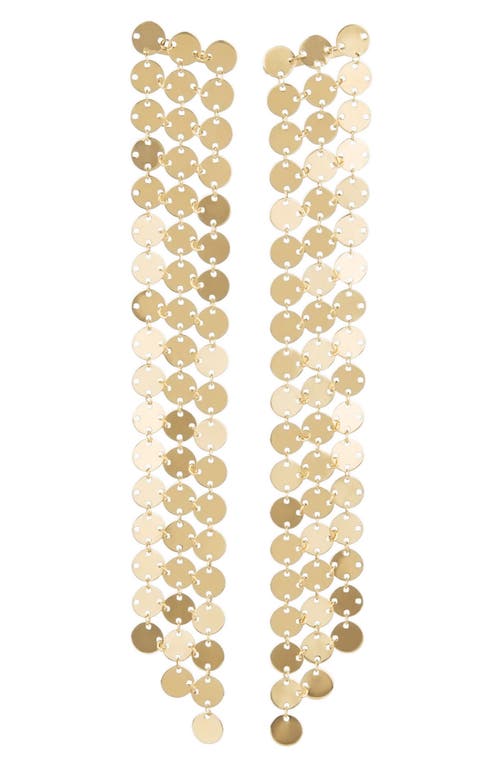 Lana Laser Disc Drop Earrings in Yellow Gold 