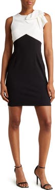 London Times Two-Tone Bow Sleeveless Dress