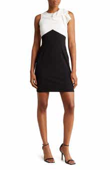 London Times Two-Tone Bow Sleeveless Dress